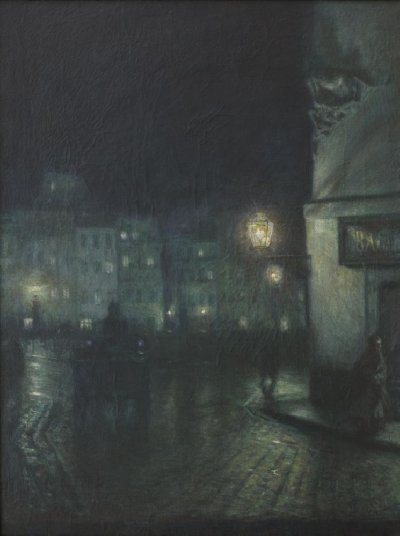 Old city market at night